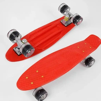 Скейт Пенні борд Best Board, ЧЕРВОНИЙ, дошка = 55см, колеса PU зі світлом, діаметр 6 см