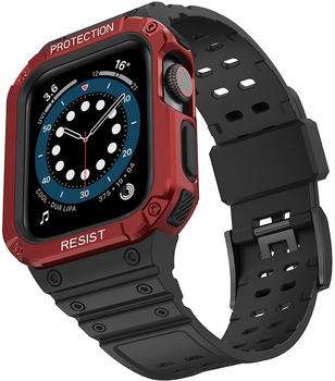 Ремінець із чохлом Hurtel Protect Strap Band для Apple Watch 42/44/45 мм Black/Red (9145576231654)