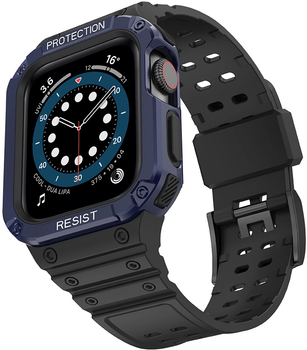 Ремінець із чохлом Hurtel Protect Strap Band для Apple Watch 42/44/45 мм Black/Blue (9145576231685)