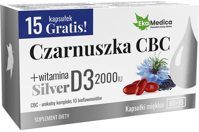 Naturalny suplement diety Ekamedica Czarnuszka CBC Silver 75 kapsułek (5902709524175)