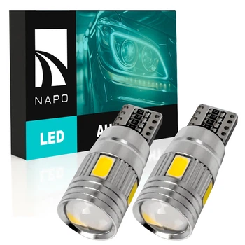 Комплект светодиодных ламп NAPO T10-5630-6smd-Lens W5W T10 цвет свечения белый 2 шт
