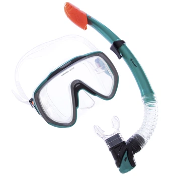 Набір для плавання Zelart M167-SN124-SIL маска+трубка термоскло PVC пластик turquoise/grey/clear