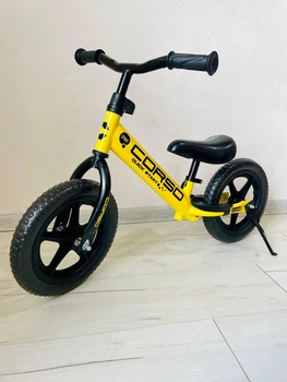Велобіг CORSO SPRINT сталева рама колесо 12" EVA (ПІНА) підставка для ніг в коробці жовтий