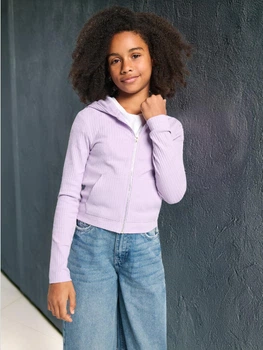 Трикотажний топ реглан для дівчинки кофточка на блискавці з капюшоном 140-146 см