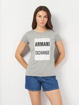Футболка бавовняна жіноча Armani Exchange 11524 XS Сіра з принтом (smt2000000035260)