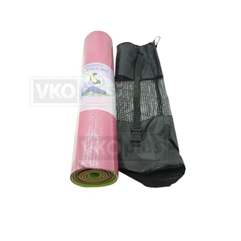 Коврик для йоги и фитнеса EVA YOGA MAT 173 х 61 х 0.6 см двухслойный с чехлом розово-салатовый