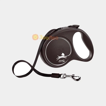 Рулетка для собак Flexi New Classic S черная, 5м до 12 кг (лента)