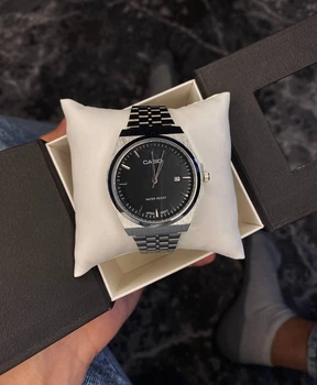 Мужские серебряные наручные часы Casio MTP - VC01 Black