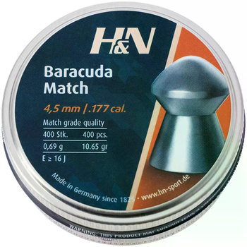 Пули H&N Baracuda Match 0,69 г. 4,5 мм (400 шт.)