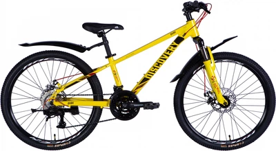 Велосипед Discovery AL 24" QUBE AM DD CS 11,5" жовто-чорний з крилом Pl 2025 (OPS-DIS-24-334)
