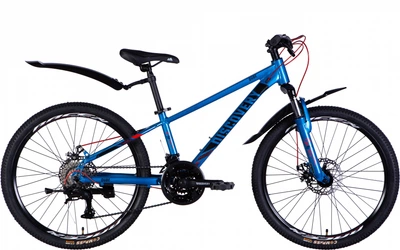 Велосипед Discovery AL 24" QUBE AM DD CS 11,5" сине-черный с крылом Pl 2025 (OPS-DIS-24-337)