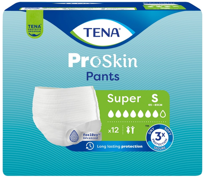 Majtki chłonne damskie Tena Pants ProSkin super S 12 sztuk (7322542167991)