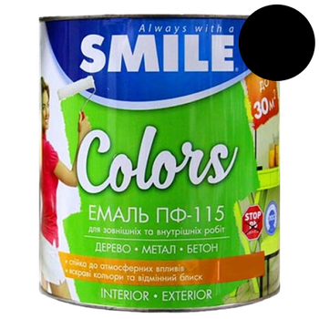Эмаль алкидная ПФ-115 Smile черная матовая 0.9 кг