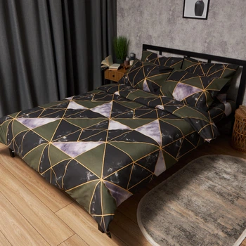 Комплект постільної білизни Moon&Star Мікросатин Premium Golden Marble Сімейні 160х220х2 наволочки 2х50х70 (MS-820009936)