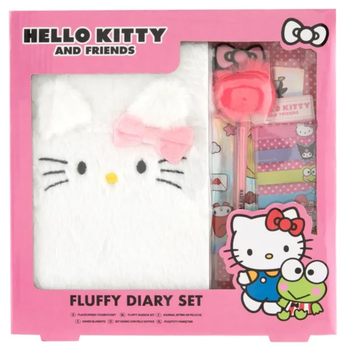 Набір Hello Kitty Щоденник плюшевий + Голографічні наліпки + Стікери + Ручка з помпонами (5015934850237)