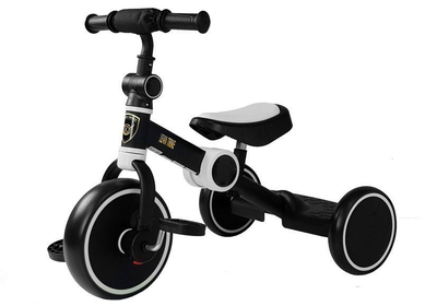 Rower na pedały biegowy LEAN Toys trójkołowy czarno-biały (5903802452686)