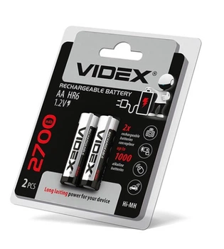 Аккумулятор VIDEX Rechargeable R-6 2700mAh 1.2V (HR6,size AA,NiMN) для телефонов, для смартфонов, для планшетов, для андроида, для айфона, для смарт часов, для браслета, для роутера, для WiFi