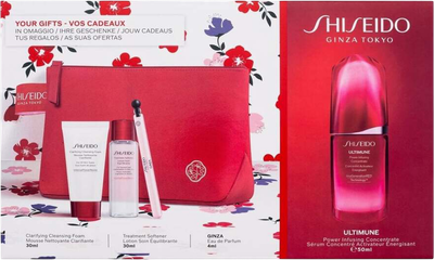 Набір косметики по догляду Shiseido Ultimune Сироватка для обличчя 50 мл + Пінка для вмивання 30 мл + Тонік для обличчя 30 мл + Мініатюра Парфумована вода 4 мл (3423222075477)