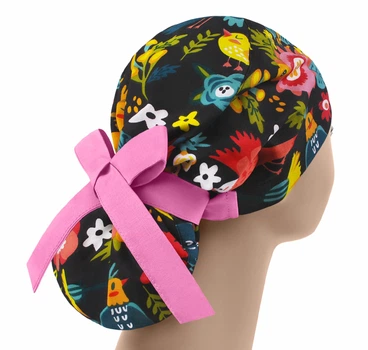 Медицинская шапочка женская PonyTopHat универсальная принт Курочки