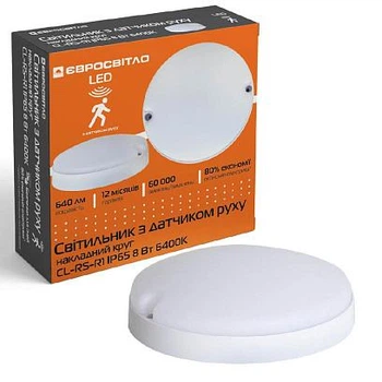 Светильник с датчиком движения LED ЖКХ Евросвет круг CL-RS-R1 IP65 8 Вт 6400К (000059211)