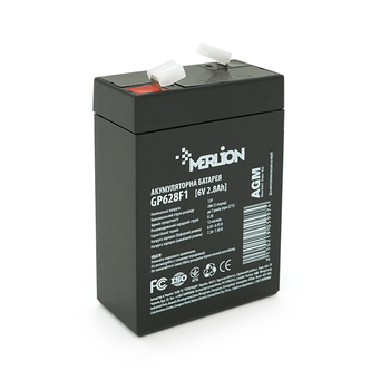 Аккумуляторная батарея MERLION AGM GP628F1 6 V 2,8Ah ( 67 x 35 x 100 (105) ),.575 kg