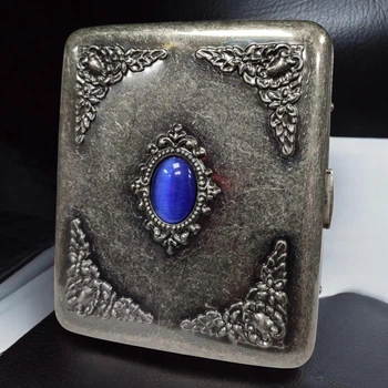 Портсигар металлический RUIPAI Sapphire Silver Vintage на 20 сигарет в подарочной упаковке