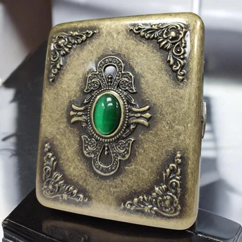 Портсигар металлический RUIPAI Emerald Brass на 20 сигарет в подарочной упаковке