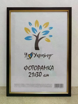 Фоторамка Алан А4 21х30 см вишнева з золотою вставкою багет 1511 оргскло