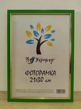 Фоторамка Алан А4 21х30 см зелена із золотою вставкою вставкою багет 1511 оргскло