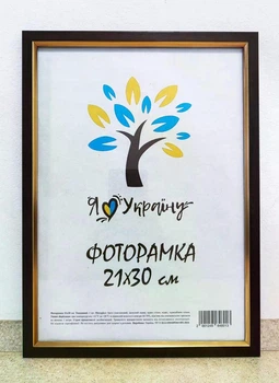 Фоторамка Алан А4 21х30 см коричнева із золотим обрамленням багет 1511 оргскло