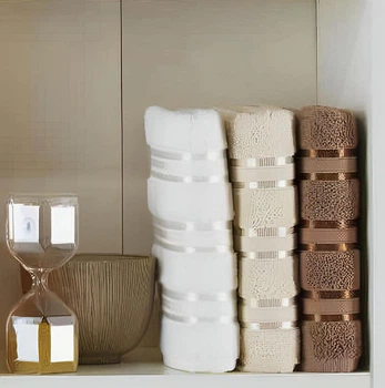 Набор полотенец Gursan Cotton Stripe Micro Deluxe - Brown 50*90 (3 шт)