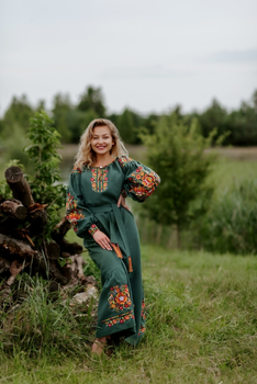 Платье-вышиванка Vyshyvanka "Петриковская роспись" 48 Зеленое 4505