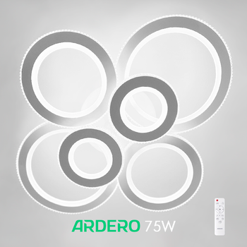 Люстра VIVID 75W AL6166 ARD белая Ardero "шесть колец" 3000К-6500К 7200Lm LED с пультом ДУ 800х570х165мм