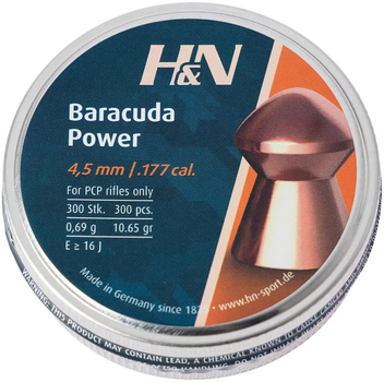 Пули пневматические H&N Baracuda Power. Кал. 4.5 мм. Вес - 0.69 г