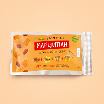 Батончик Марципан Sunfill без сахара и глютена, натуральный, 40 г