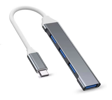 Type-C (USB-C) папа розширювач на 4 порти USB2.0 мама Комп'ютер ноутбук Сірий