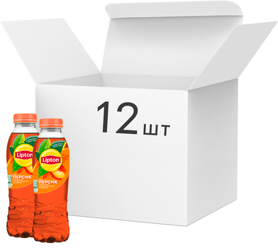 Упаковка холодного чорного чаю Lipton Персик 0.5 л х 12 пляшок (4823063127592)