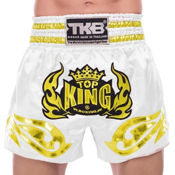 Шорты для тайского бокса кикбоксинга MMA мужские Top King 094 размер XL (48-50) White-Gold