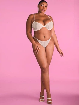 Комплект белья Victoria's Secret (2126685924) (лиф+трусики стринги) со стразами Sheer Shine 80D/XL розовый