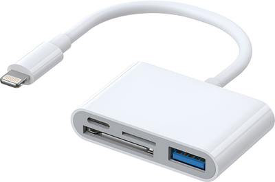 Adapter JOYROOM S-H141 Lightning - USB/SD/TF/Lightning White (6941237169259)