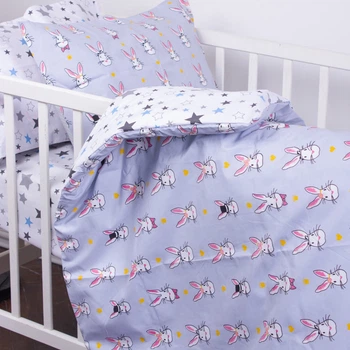 Комплект постільної білизни в ліжечко дитячий MirSon 110х140 см Kids Time 17-0527 Bunnies бязь (2200007074600)