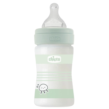Пляшечка скло Chicco Well-Being Colors, 150мл, соска силікон, 0м+ (Колір Бірюзовий)
