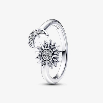 Серебряное кольцо Pandora Сияющее солнце и полумесяц 192845C01 56
