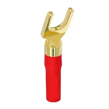 Штекер акустический разъем типа лопатка Spade Plug вилка Alitek Gold-Red cover (48841)