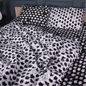 Комплект постельного белья MirSon Полуторный 143х210 см 17-0673 Monochrome Meows Бязь (2200010184495)