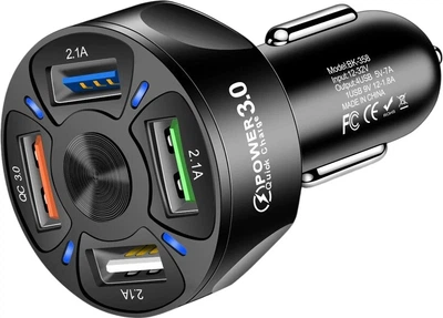 Автомобільний зарядний пристрій Xiamen 4USB PD20W QC 3.0 Black (PH050551L)
