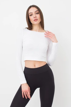Топ укороченный с длинным рукавом Giulia CROP TOP L/XL White-bianco, Кроп топ с длинным рукавом