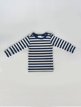 Жіночий лонгслів H&M 56см біло синій смужка 7018671351