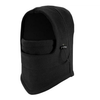 Зимова спортивна балаклава з товстого флісу з затяжками 31*35 см Beanies Універсальний, Універсальний, Чорний