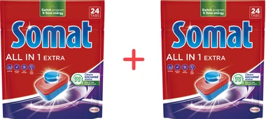 Упаковка таблеток для посудомийної машини Somat All in 1 Extra 24 шт + 24 шт (9000101809466/9000101809466)